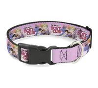 Crunchyroll Pet Collar, Dog Collar Plastic Buckle, Ouran High School Character Group Pose and Title Logo Pinks, 8.5 to 12 Inches 0.5 Inch Wide
