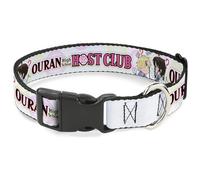 Crunchyroll Pet Collar, Dog Collar Plastic Buckle, Ouran High School Chibi Tamaki and Haruhi Pose and Logo White, 15 to 24 Inches 1.0 Inch Wide