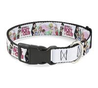 Crunchyroll Pet Collar, Dog Collar Plastic Buckle, Ouran High School Seven Character Group Pose and Logo White, 13 to 17 Inches 1.5 Inch Wide