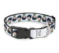 Crunchyroll Pet Collar, Dog Collar Plastic Buckle, The Apothecary Diaries Chibi Maomao Expressions Flip White, 9.5 to 14.5 Inches 0.5 Inch Wide