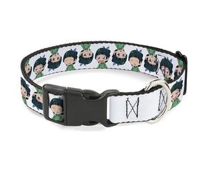 Crunchyroll Pet Collar, Dog Collar Plastic Buckle, The Apothecary Diaries Chibi Maomao Expressions Flip White, 7 to 8.5 Inches 0.5 Inch Wide