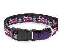 Crunchyroll Pet Collar, Dog Collar Plastic Buckle, The Apothecary Diaries Chibi Maomao Pose and Logo Purple, 9.5 to 14.5 Inches 0.5 Inch Wide