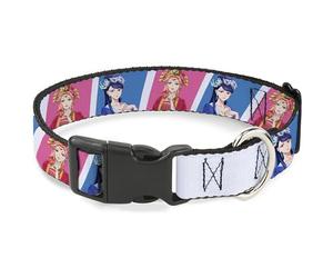 Crunchyroll Pet Collar, Dog Collar Plastic Buckle, The Apothecary Diaries Gyokuyo and Lihua Blocks Pink Blue, 9.5 to 14.5 Inches 0.5 Inch Wide