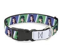 Crunchyroll Pet Collar, Dog Collar Plastic Buckle, The Apothecary Diaries Jinshi and Maomao Blocks Blue Green, 7 to 8.5 Inches 0.5 Inch Wide