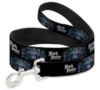 Crunchyroll Pet Leash, Dog Leash, Black Butler Five Character Group Pose and Title Logo Black, 6 Feet Long 1.0 Inch Wide