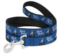Crunchyroll Pet Leash, Dog Leash, Black Butler Lawrence Bluewer Pose and Title Logo Blue, 6 Feet Long 1.5 Inch Wide
