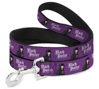 Crunchyroll Pet Leash, Dog Leash, Black Butler Violet Gregory Pose and Title Logo Purple, 6 Feet Long 0.5 Inch Wide