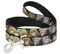 Crunchyroll Pet Leash, Dog Leash, Dr Stone Character Group Faces Close Up, 6 Feet Long 1.5 Inch Wide
