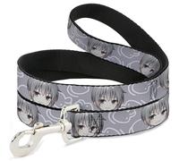 Crunchyroll Pet Leash, Dog Leash, Fruits Basket Chibi Yuki Soma and Kimono Rat Icon Gray White, 4 Feet Long 1.5 Inch Wide