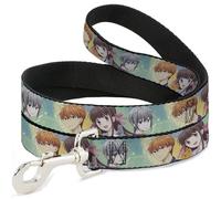 Crunchyroll Pet Leash, Dog Leash, Fruits Basket Kyo Tohru Yuki Group Pose Greens Blues, 4 Feet Long 0.5 Inch Wide