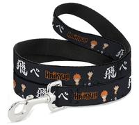 Crunchyroll Pet Leash, Dog Leash, Haikyu Hinata and Kageyama Pose and Title Logo Black White, 4 Feet Long 1.0 Inch Wide