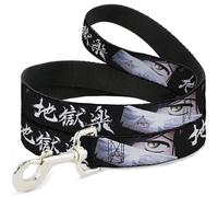Crunchyroll Pet Leash, Dog Leash, Hells Paradise Gabimaru and Sagiri Eyes and Logo Black White, 6 Feet Long 0.5 Inch Wide