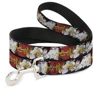 Crunchyroll Pet Leash, Dog Leash, Hells Paradise Gabimaru and Sagiri Title Pose and Logo Red, 6 Feet Long 1.5 Inch Wide