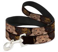 Crunchyroll Pet Leash, Dog Leash, Mushoku Tensei Pursena Adoldia Pose and Title Logo Browns, 4 Feet Long 1.0 Inch Wide