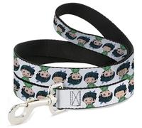 Crunchyroll Pet Leash, Dog Leash, The Apothecary Diaries Chibi Maomao Expressions Flip White, 4 Feet Long 0.5 Inch Wide