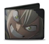 Crunchyroll Wallet, Bifold, Black Clover Asta Face Close-Up and Title Logo, Vegan Leather