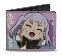 Crunchyroll Wallet, Bifold, Black Clover Chibi Noelle Hash Tag Pose and Title Logo Pinks, Vegan Leather