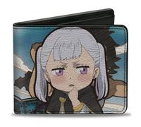 Crunchyroll Wallet, Bifold, Black Clover Chibi Noelle Thinking Scene and Title Logo Blue, Vegan Leather