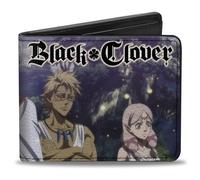 Crunchyroll Wallet, Bifold, Black Clover Eye of the Midnight Sun Elf Group Scene and Logo, Vegan Leather