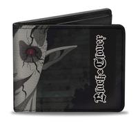 Crunchyroll Wallet, Bifold, Black Clover Zagra Face Close Up and Title Logo Black, Vegan Leather