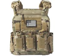 Crusader 2.0 Tactical Airsoft Vest with Molle Quick Release Buckles and Side Cummerbund Pouches and Triple mag Pouch(OCP Camo)