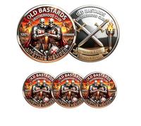 Crusader Brotherhood Challenge Coin, Old Bastards Brotherhood Club Commemorative Coin, Medieval Knight Brothers in Battle Collectible Coin, Brotherhood Gift for Veterans, Friends and Brothers (3PCS)