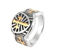 Crusader Cross Ring - Stainless Steel Templar Knight Men's Ring, Medieval Symbol Jewelry Gift for Him