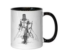 Crusader Knight Templar Sketch Ceramic Tea Coffee Mug Black