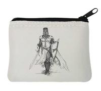 Crusader Knight Templar Sketch Neoprene Coin Purse Pouch 12x9cm White
