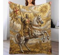 Crusader Knight Throw Blanket Medieval Sacred Art Soft Fleece Living Room