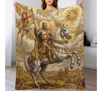 Crusader Knight Throw Blanket Medieval Sacred Art Soft Home Couch Throw