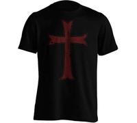 Crusader Knights Templar Distressed Cross Men's T-Shirt(Medium)