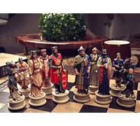Crusader & Ottoman Wars Handmade Chess Set - Knights & Sultans, King 11 cm, Multiple Boards Options (Standard Box, Walnut Board with Nacre Inlay Set)