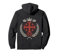 Crusaders Jerusalem Cross Knights Templar - Catholic IHS Pullover Hoodie