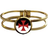 Crusades Knights Templar Gold Colour Copper Bracelet And Velvet Gift Bag