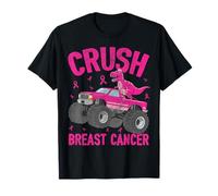 Crush Breast Cancer Awareness Monster Truck Toddler Boy Kids T-Shirt
