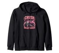 Crush Breast Cancer Awareness Truck pink for kids Zip Hoodie