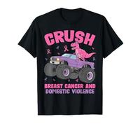 Crush Breast Cancer & Domestic Violence t-rex Monster Truck T-Shirt