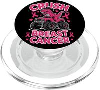 Crush Breast Cancer Pink Dino Monster Truck Awareness PopSockets PopGrip for MagSafe