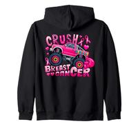 Crush Breast Cancer Pink Ribbon Monster Truck Awareness Zip Hoodie
