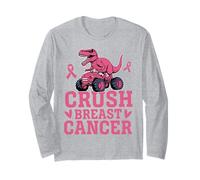 Crush Breast Cancer Pink T-Rex Monster Truck Dinosaur Funny Long Sleeve T-Shirt