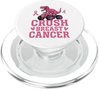 Crush Breast Cancer Pink T-Rex Monster Truck Dinosaur Funny PopSockets PopGrip for MagSafe
