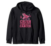 Crush Breast Cancer Pink T-Rex Monster Truck Dinosaur Funny Zip Hoodie