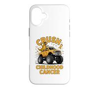 Crush Childhood Cancer Awareness Monster Truck Dinosaur Case for iPhone 16 Plus