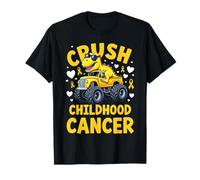 Crush Childhood Cancer Awareness Monster Truck Dinosaur T-Shirt