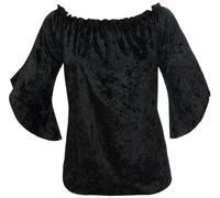 Crush Compatible with Velvet Flared 3/4 Sleeve Gypsy Top Lush Gothic Range Ladies Plus Size (Size:20; Colour:Black;)