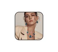 CRUSH CR Alloy Crystal Statement Necklace Earrings Sets for Women Elegant Rose Gold Pendant Jewelry for Bridal Bridesmaid Weddings Parties Evening Events Special Occasions, One Size, Metal, man-made