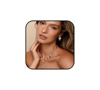 CRUSH CR Alloy Crystal Statement Necklace Earrings Sets for Women Elegant Rose Gold Pendant Jewelry for Bridal Bridesmaid Weddings Parties Evening Events Special Occasions, One Size, Metal, man-made