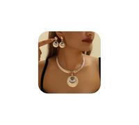 CRUSH CR Alloy Crystal Statement Necklace Earrings Sets for Women Elegant Rose Gold Pendant Jewelry for Bridal Bridesmaid Weddings Parties Evening Events Special Occasions, One Size, Metal, man-made