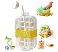 Crush Cup Ice Cube Bottle, Ice Cube Bottle with Straw, 2 in 1 Touch-Free Ice Cube Tray Water Bottle with Lid and Bin, Push-Type Ice Cube Making Bottle for Home Outdoor Ice Making Freezer Juic, 800ml